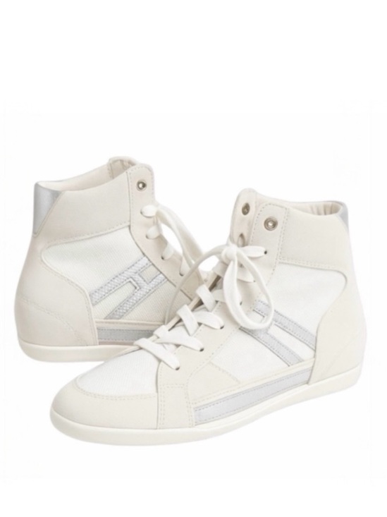 Hogan Shoes - Hogan Women’s High-Top Sneakers 41 Beige-Grey Suede Silver Logo